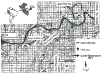 Map showing Lake Sandoval, an ox bow lake off the river Madre de Dios in Eastern Peru