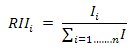 RII = I / (sum from 1 to n)