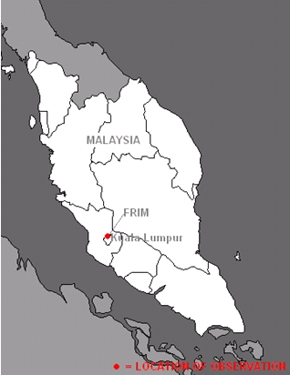Map of Peninsular Malaysia showing the study site inland from the southwest coast north of Kuala Lumpur